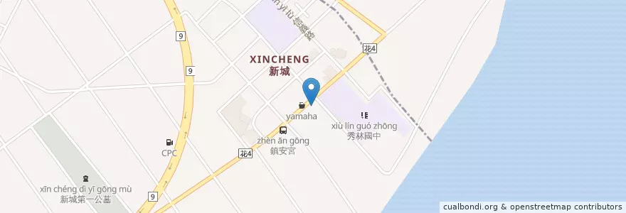 Mapa de ubicacion de 36號街角幸福早點 en تايوان, مقاطعة تايوان, هوالين, 新城鄉.