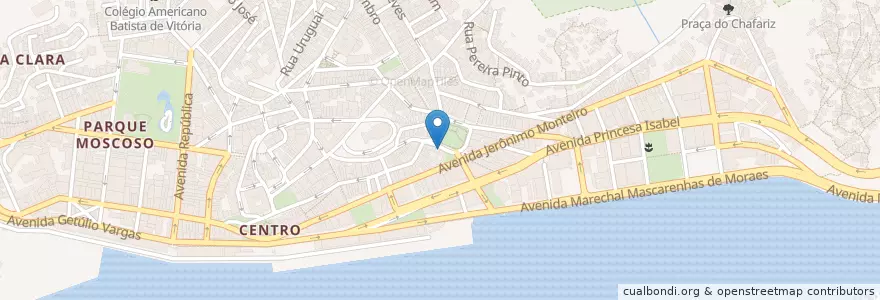 Mapa de ubicacion de Ponto Costa Pereira - A en برزیل, منطقه جنوب شرقی برزیل, اسپیریتو سانتو, Região Geográfica Intermediária De Vitória, ویتوریا, Região Metropolitana Da Grande Vitória, Microrregião Vitória.