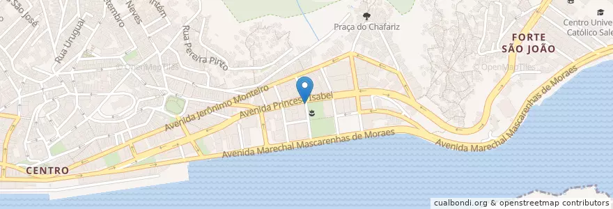 Mapa de ubicacion de Ponto Alice Vitória Hotel en برزیل, منطقه جنوب شرقی برزیل, اسپیریتو سانتو, Região Geográfica Intermediária De Vitória, ویتوریا, Região Metropolitana Da Grande Vitória, Microrregião Vitória.
