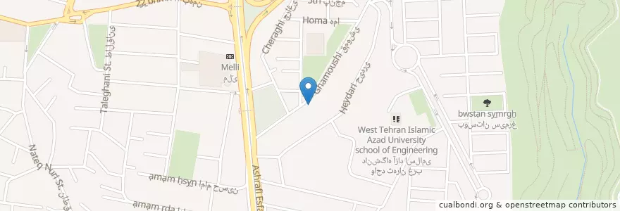 Mapa de ubicacion de کوبار en Иран, Тегеран, شهرستان تهران, Тегеран, بخش مرکزی شهرستان تهران.