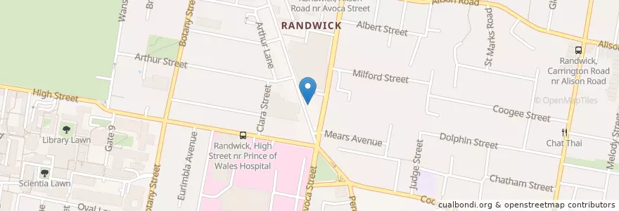 Mapa de ubicacion de Choys en Australia, New South Wales, Sydney, Randwick City Council.