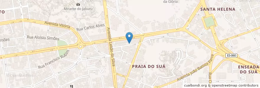 Mapa de ubicacion de Ponto Praia do Suá - B en برزیل, منطقه جنوب شرقی برزیل, اسپیریتو سانتو, Região Geográfica Intermediária De Vitória, ویتوریا, Região Metropolitana Da Grande Vitória, Microrregião Vitória.