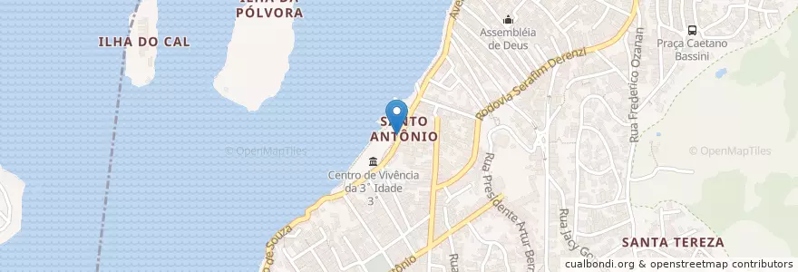 Mapa de ubicacion de Ponto Prainha de Santo Antônio en البَرَازِيل, المنطقة الجنوبية الشرقية, إسبيريتو سانتو, Região Geográfica Intermediária De Vitória, فيتوريا, Região Metropolitana Da Grande Vitória, Microrregião Vitória.