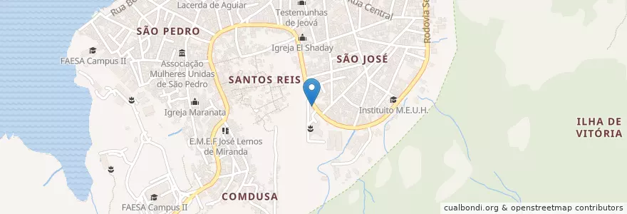 Mapa de ubicacion de Ponto Policlínica São Pedro en Brasil, Região Sudeste, Espírito Santo, Região Geográfica Intermediária De Vitória, Vitória, Região Metropolitana Da Grande Vitória, Microrregião Vitória.