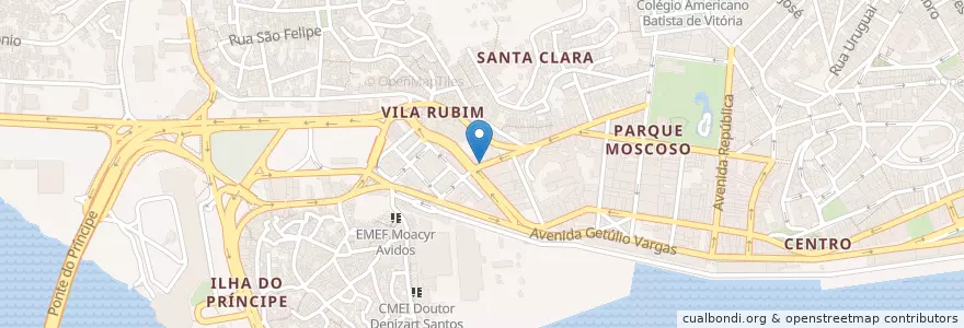 Mapa de ubicacion de Ponto Vila Rubim en ブラジル, 南東部地域, エスピリト サント, Região Geográfica Intermediária De Vitória, Região Metropolitana Da Grande Vitória, Microrregião Vitória.