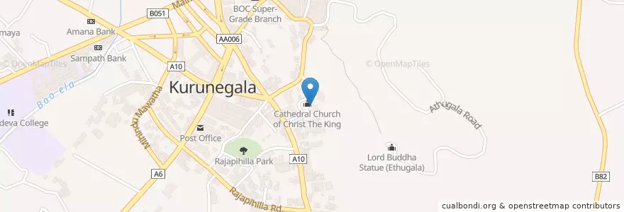 Mapa de ubicacion de Cathedral Church of Christ the King en ශ්‍රී ලංකාව இலங்கை, වයඹ පළාත, කුරුණෑගල දිස්ත්‍රික්කය, Kurunegala M.C. Limit.