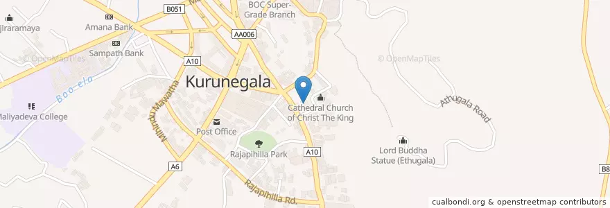 Mapa de ubicacion de Bishop Luxman Wickramasinge Centre,Kandy Road,Kurunegala en スリランカ, 北西部州, クルネーガラ県, Kurunegala M.C. Limit.
