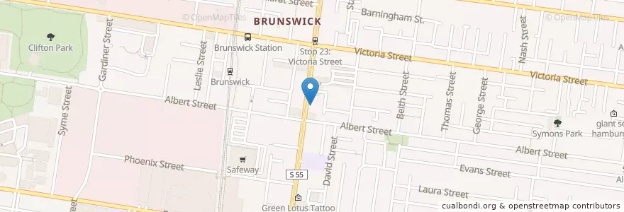 Mapa de ubicacion de Brunswick Mess Hall en Австралия, Виктория, City Of Moreland.