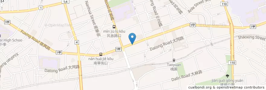Mapa de ubicacion de 明德素食圆 Minder Vegetarian Buffet en 타이완, 타오위안 시, 타오위안 구.