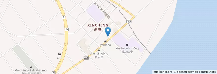 Mapa de ubicacion de 早餐店 en تایوان, 臺灣省, هوالاین, 新城鄉.