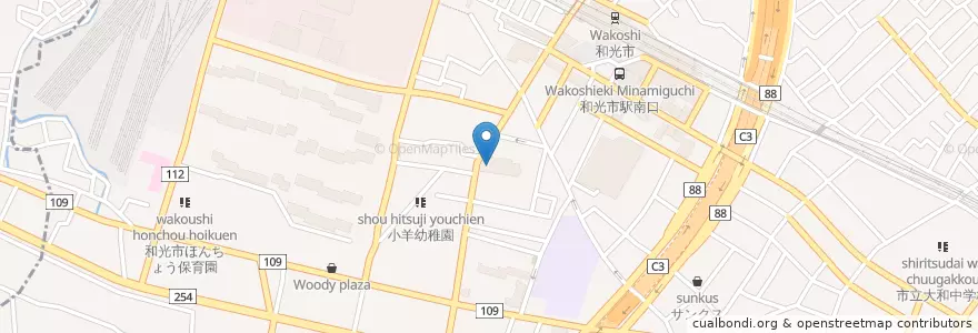 Mapa de ubicacion de 和光郵便局(Post Office) en Japan, Saitama Prefecture, Wako.