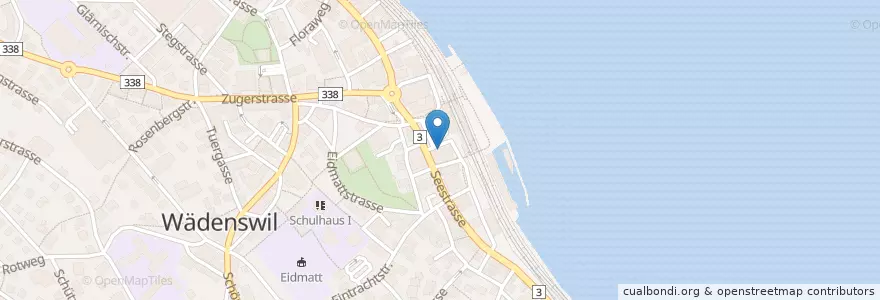 Mapa de ubicacion de Restaurant Zick Zack en Suiza, Zúrich, Bezirk Horgen, Wädenswil.