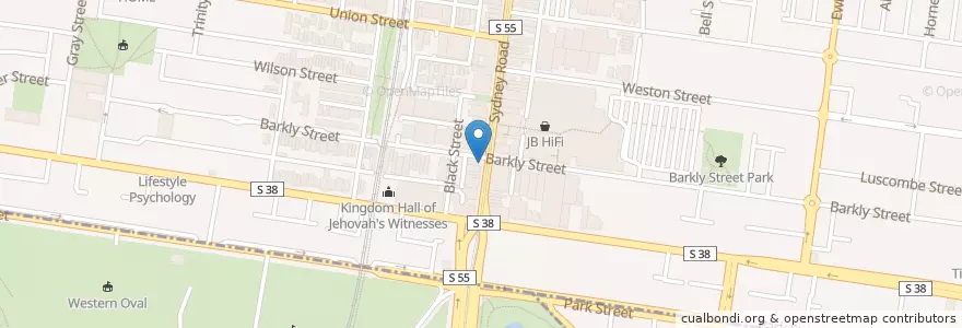 Mapa de ubicacion de Barkly's Kitchen en Австралия, Виктория, City Of Moreland.