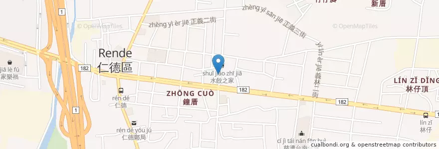 Mapa de ubicacion de 中清牛肉麵 en 台湾, 台南市, 仁徳区.