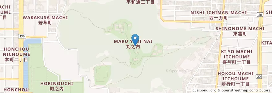 Mapa de ubicacion de 城山荘 en اليابان, 愛媛県, 松山市.