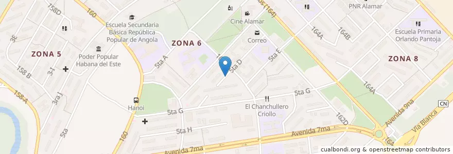 Mapa de ubicacion de Zona 6 en کوبا, La Habana, Habana Del Este, Zona 6.