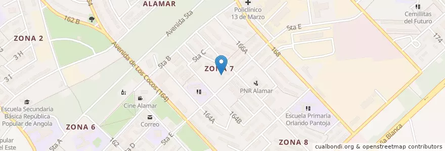 Mapa de ubicacion de Zona 7 en キューバ, La Habana, Habana Del Este, Zona 7.