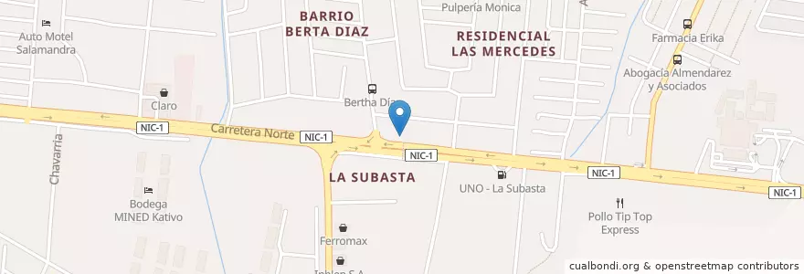 Mapa de ubicacion de Clínica Dental La Subasta en ニカラグア, マナグア県, Managua (Municipio).