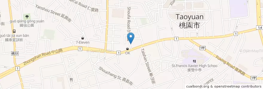 Mapa de ubicacion de 永承素食饭 en تایوان, 桃園市, 桃園區.