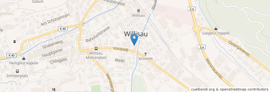 Mapa de ubicacion de 'willisauer café international' en Швейцария, Люцерн, Willisau.