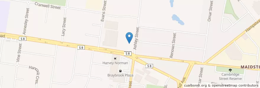 Mapa de ubicacion de Ashley Hotel en Australien, Victoria, City Of Maribyrnong.