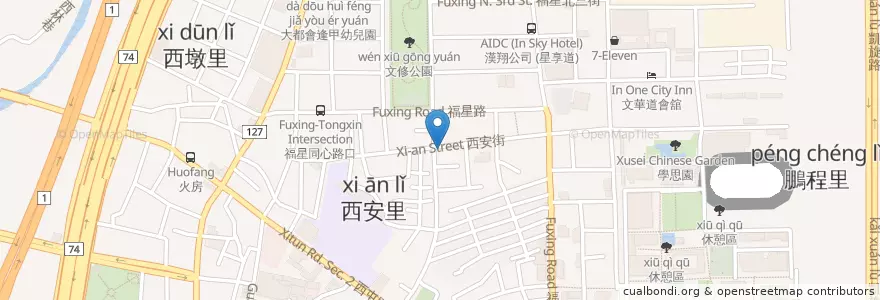 Mapa de ubicacion de Chin Tsai en Tayvan, Taichung, 西屯區.