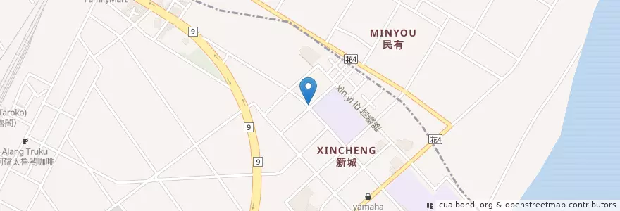 Mapa de ubicacion de 琴工坊 en 台湾, 台湾省, 花蓮県, 新城郷.