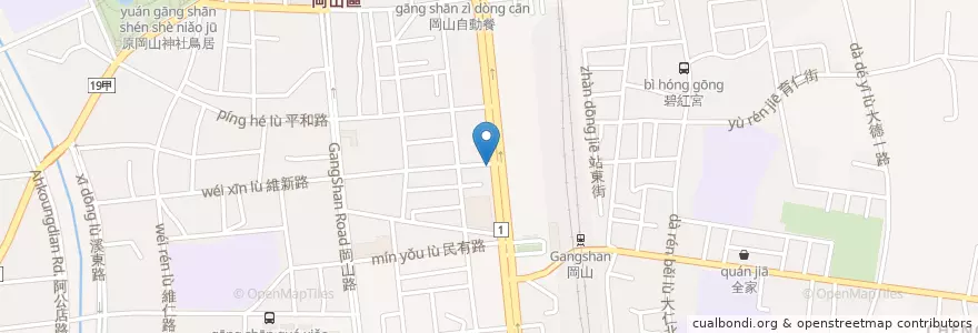 Mapa de ubicacion de 天德藥局 en Taiwan, Kaohsiung, Gangshan.