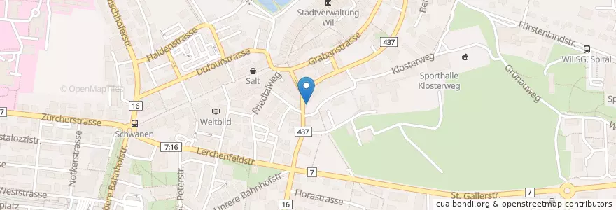 Mapa de ubicacion de Kinderarztpraxis am Klosterweg en Svizzera, San Gallo, Wahlkreis Wil, Wil (Sg).