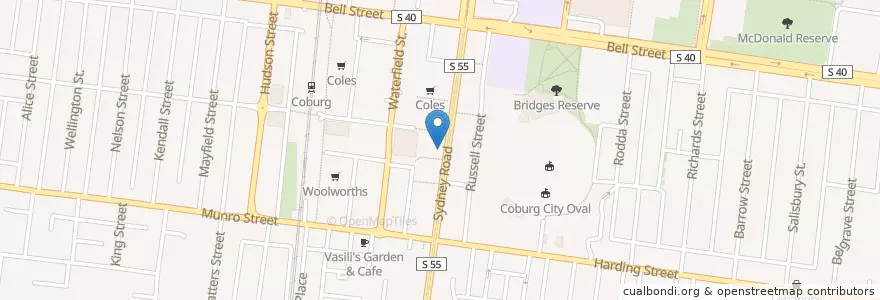 Mapa de ubicacion de Yiannis Pantheon Cakes en Austrália, Victoria, City Of Moreland.