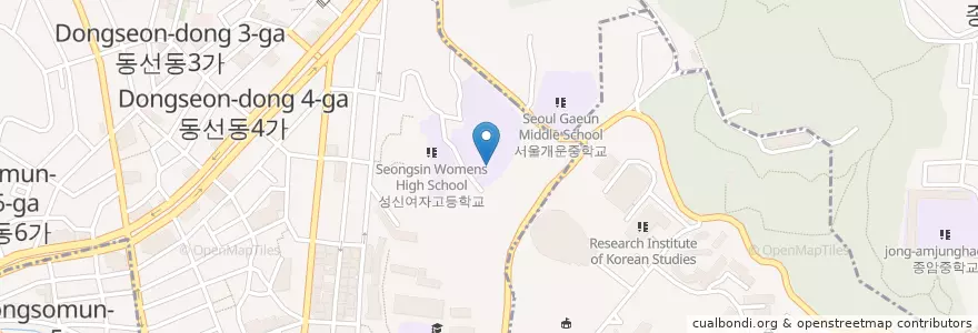 Mapa de ubicacion de 성신여자중학교 en 대한민국, 서울, 성북구.