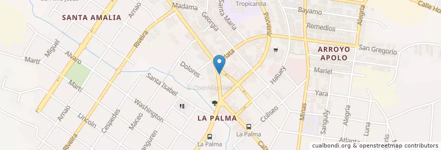 Mapa de ubicacion de La palma en Cuba, La Habana, Arroyo Naranjo.