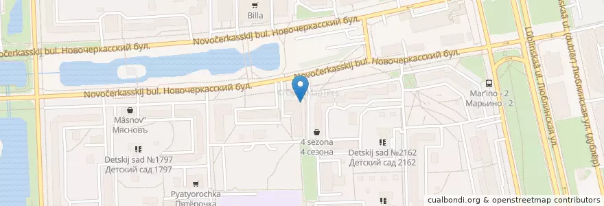 Mapa de ubicacion de Москва 109144 en Russia, Central Federal District, Moscow, South-Eastern Administrative Okrug, Maryino District.