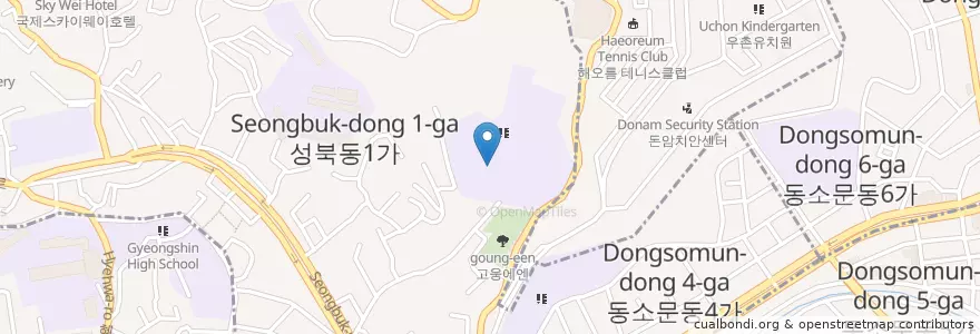Mapa de ubicacion de 동구마케팅고등학교 en 대한민국, 서울, 성북구, 성북동.