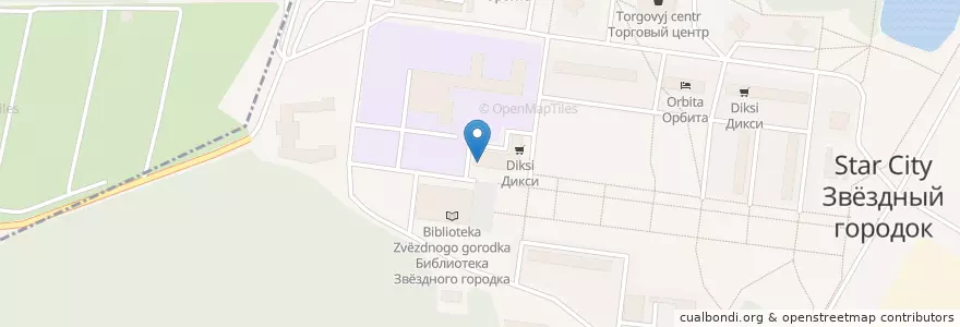 Mapa de ubicacion de Отделение связи №141160 en Rusland, Centraal Federaal District, Oblast Moskou, Городской Округ Звёздный Городок.