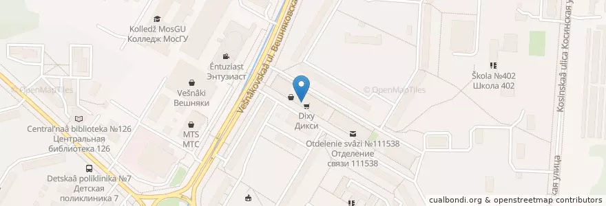 Mapa de ubicacion de АСНА - Северная Звезда en 러시아, Центральный Федеральный Округ, Москва, Восточный Административный Округ, Район Вешняки.
