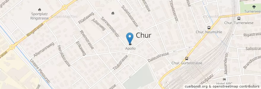Mapa de ubicacion de Apollo en Suisse, Grisons, Plessur, Chur.