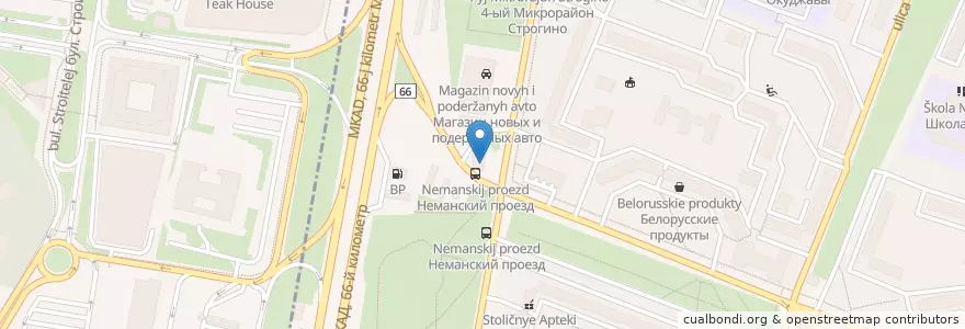 Mapa de ubicacion de Кафе 100% en روسيا, Центральный Федеральный Округ, Москва, Северо-Западный Административный Округ, Район Строгино.