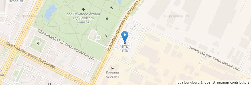 Mapa de ubicacion de ПТК en Russie, District Fédéral Du Nord-Ouest, Oblast De Léningrad, Saint-Pétersbourg, Кировский Район, Нарвский Округ.