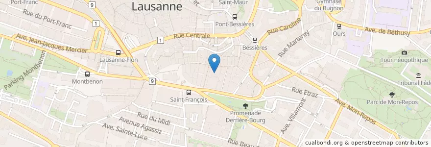 Mapa de ubicacion de Le Cyrano en 스위스, Vaud, District De Lausanne, 로잔.
