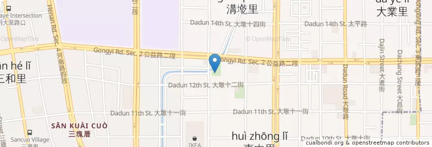 Mapa de ubicacion de 溝墘福德祠 en تایوان, تایچونگ, 南屯區.