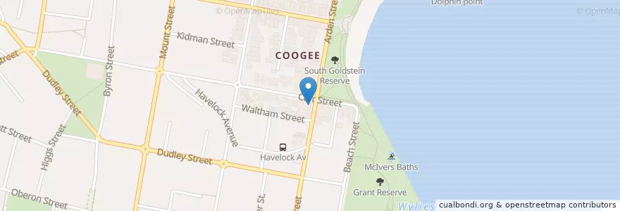 Mapa de ubicacion de The Diver en Australia, Nueva Gales Del Sur, Sydney, Randwick City Council.
