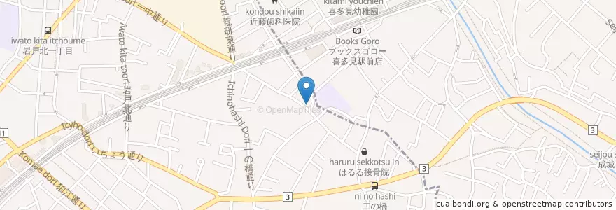 Mapa de ubicacion de 津江歯科 en Japão, Tóquio, 狛江市.