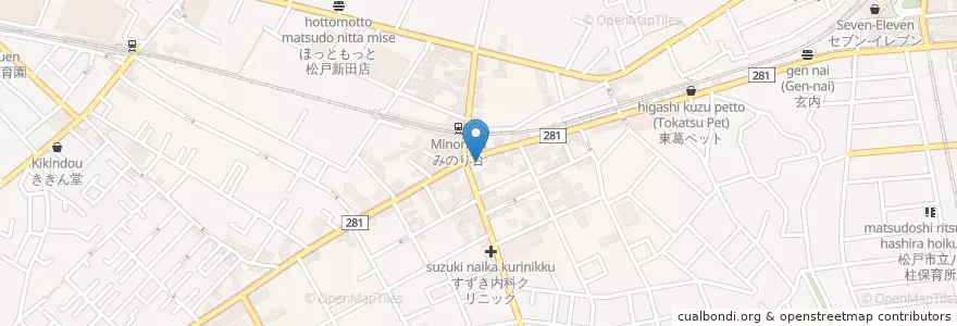 Mapa de ubicacion de 南国食堂 アブリール en Japan, 千葉県, 松戸市.