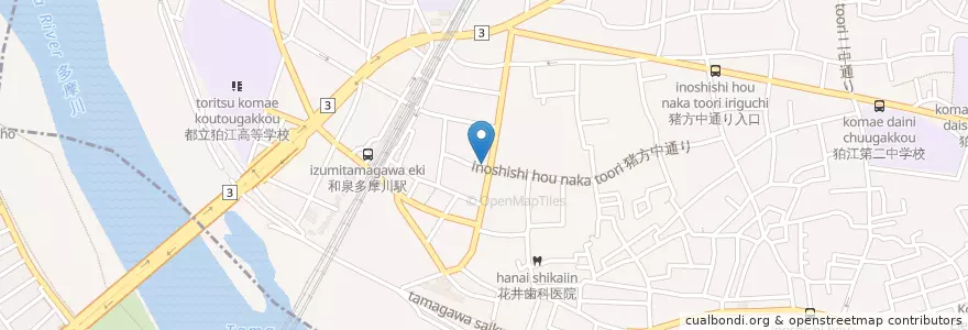 Mapa de ubicacion de あゆみ接骨院 en Jepun, 神奈川県, 東京都, 川崎市, 狛江市.