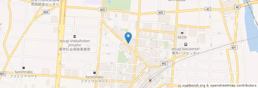 Mapa de ubicacion de 珈琲館 en Japan, Präfektur Kanagawa, 厚木市.
