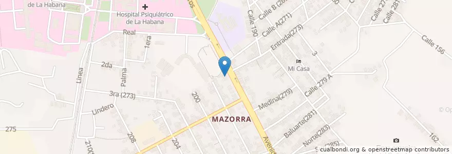Mapa de ubicacion de Pizzeria Mia Cristal en Cuba, La Habana, Boyeros.