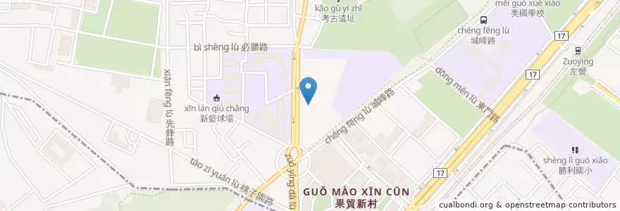 Mapa de ubicacion de 左不二蔬食餐廳 en Tayvan, Kaohsiung, 左營區.