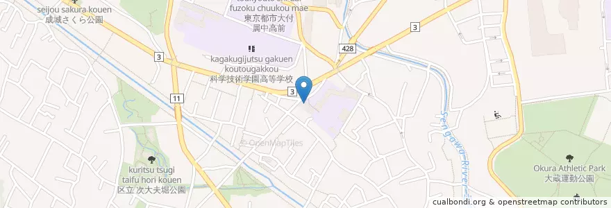 Mapa de ubicacion de 砧幼稚園 en 日本, 東京都, 世田谷区.