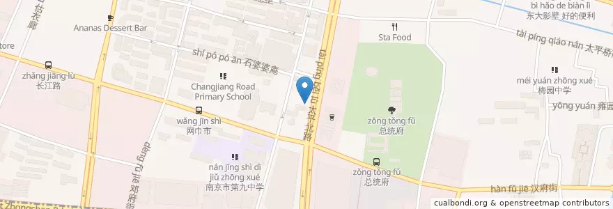 Mapa de ubicacion de 南京外国语学校国际部及初三年级校区 en Chine, Jiangsu, Nankin, District De Xuanwu.